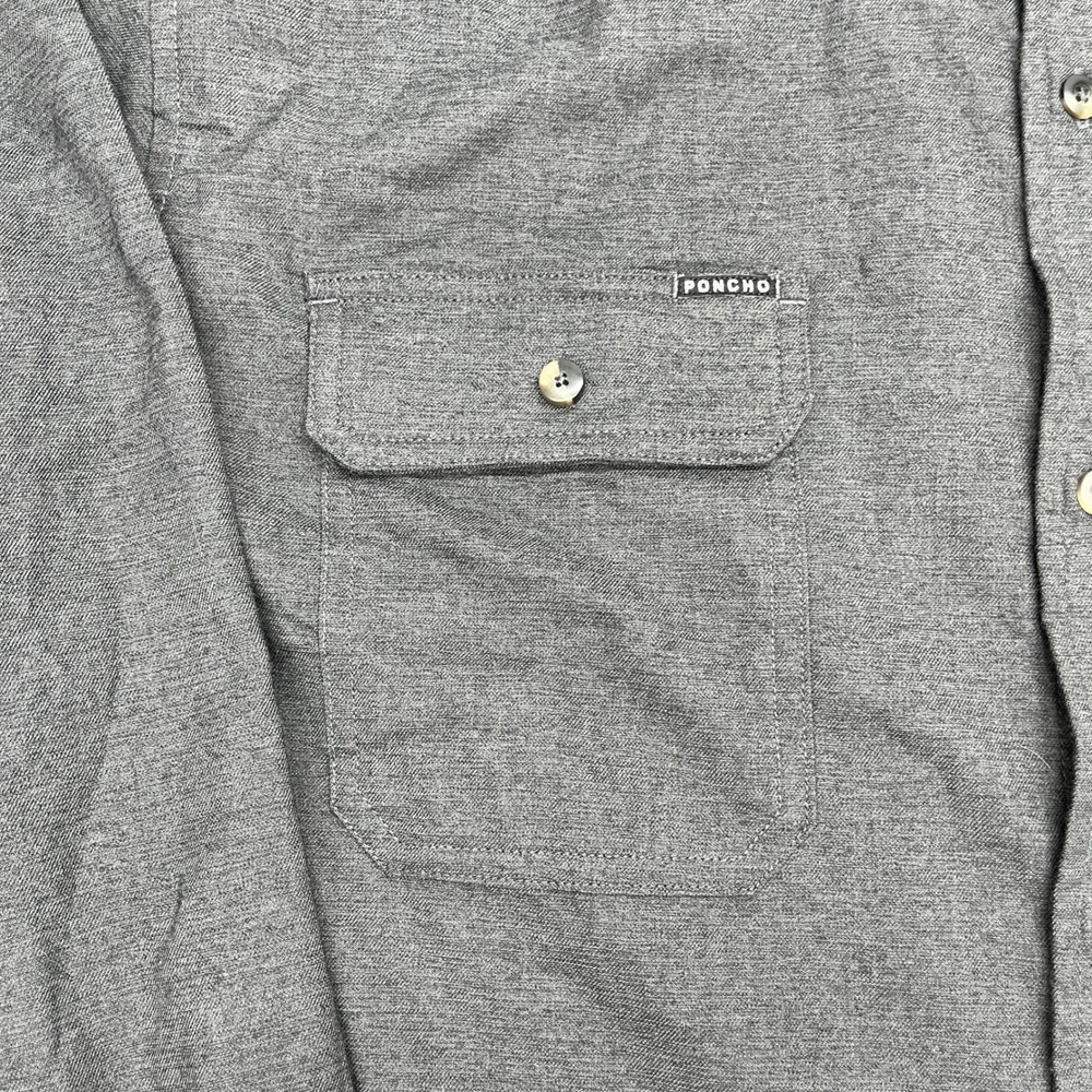 Poncho Outdoors Flannel Shirt Gray XXL Slim Fit Long Sleeve Performance Hiking - Picture 5 of 7